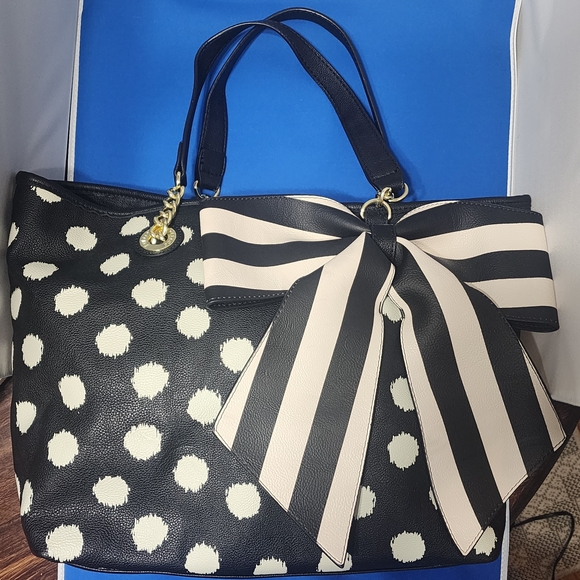 Sac Bandoulière Betsey Johnson Cœur à Pois Noir/Blanc - Occasion - Fausse Cuir